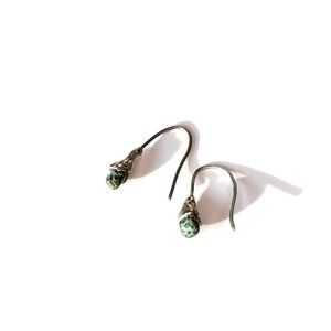 Vintage Handmade Isle Royale Greenstone & Sterling Silver Earrings